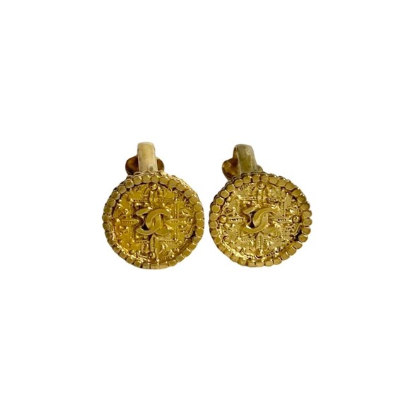 CHANEL | Jewelry | Chanel Cocomark Motif Earrings Accessories Gold 8877 ...